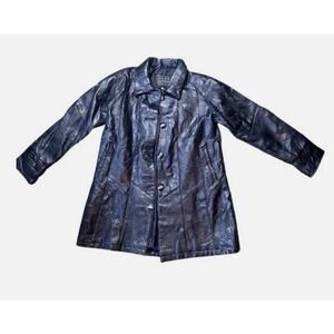 Maxam Leather Jacket Men Large Black Top Grain Lamb Skin Italian Mosaic Coat Vtg